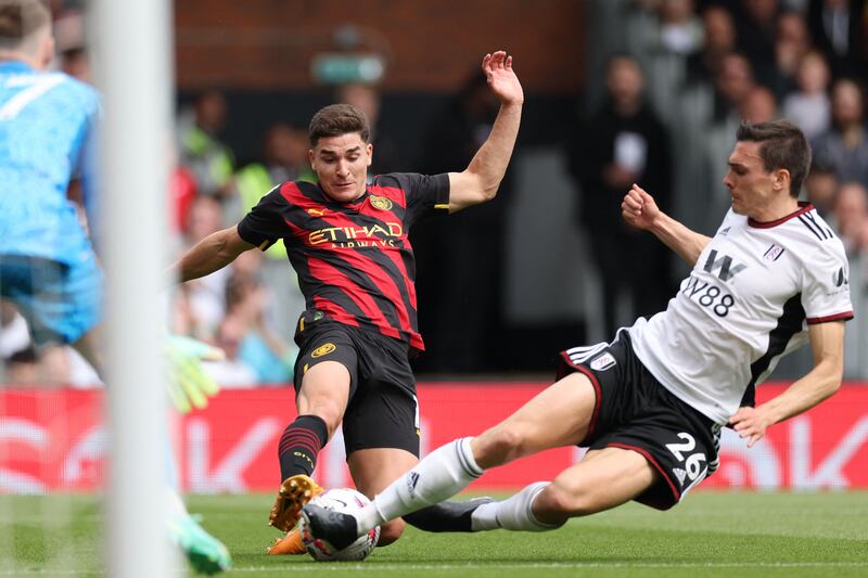 Joao Palhinha - 6. Tracked back well to disposes Alvarez after Ream’s gaffe and stop City from scoring a second. Crucial to Fulham’s attacking play as he repeatedly played long passes into the path of Vinicius upfront. AFP