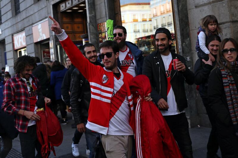 River Plate fans are seen ahead of the Copa Libertadores final in Madrid, Spain, December 7, 2018. REUTERS/Susana Vera