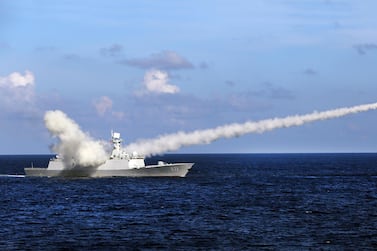 In this 2016 photo, Chinese missile frigate Yuncheng launches an anti-ship missile during a military exercise in the waters near China's Hainan Island and Paracel Islands. Tensions continue to rise between China and the US in this part of the world. AP Photo