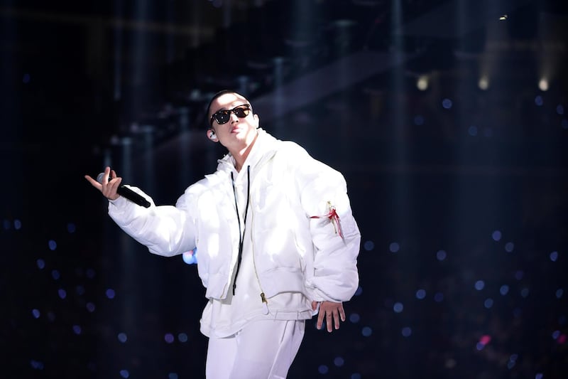 Chinese rap singer Zhou Yan, better known by his stage name GAI, performs during a New Year concert in Guangzhou, Guangdong province, China December 31, 2017. Picture taken December 31, 2017.  REUTERS/Stringer ATTENTION EDITORS - THIS IMAGE WAS PROVIDED BY A THIRD PARTY. CHINA OUT. NO COMMERCIAL OR EDITORIAL SALES IN CHINA