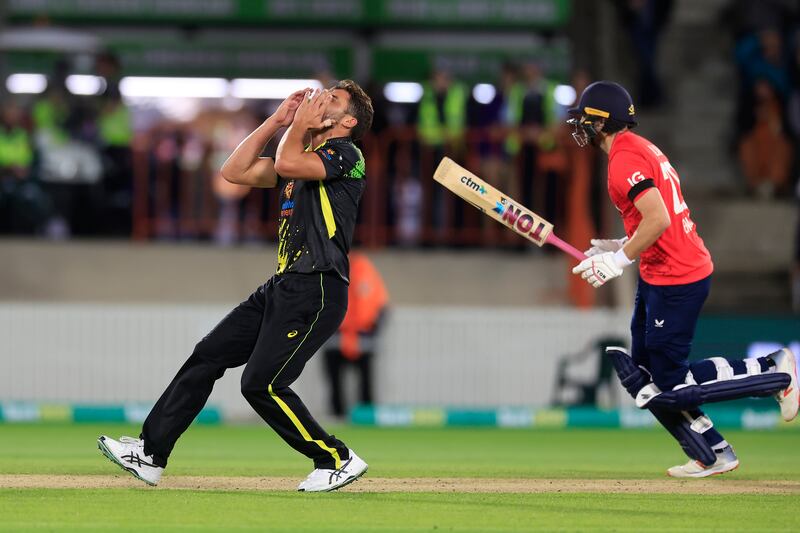 Marcus Stoinis of Australia reacts. Getty 