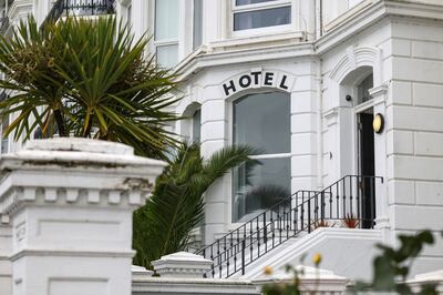 A hotel along the seafront in Eastbourne, UK. Inflation in the hotel and restaurant sector stood at nearly 10% for the year to July. Photographer: Hollie Adams / Bloomberg