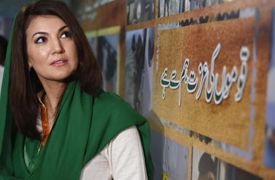 epa06140629 Reham Khan, the former wife of Imran Khan, head of opposition political party Pakistan Tehrik-e-Insaf, visiting railway carriages onboard the Azadi Train (freedom train) launched by Pakistan Railways ahead of the eve of Independence day celebrations in Peshawar, Pakistan, 12 August 2017. The Azadi train will run between Peshawar and Karachi during the whole month and has a gallery of images showing historical moments from the Tehreek-e-Pakistan movement and the lives of national heroes. Pakistan marks its 70th Independence anniversary on 14th August, from British rule in 1947.  EPA/BILAWAL ARBAB