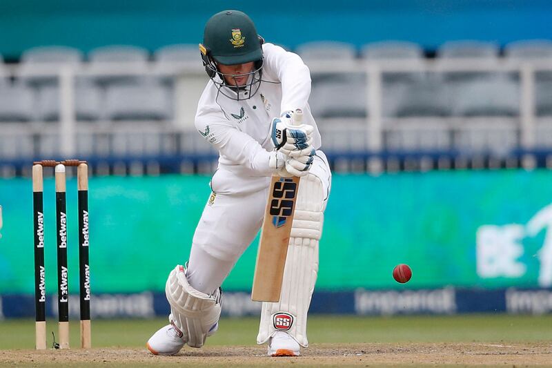 South Africa's Rassie van der Dussen played plays a shot during the fourth day of the second Test. AFP