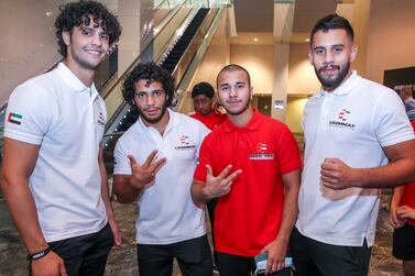 The UAE national youth MMA team at the official weigh in for the IMMAF (International Mixed Martial Arts Federation) World Youth Championships. Victor Besa / The National