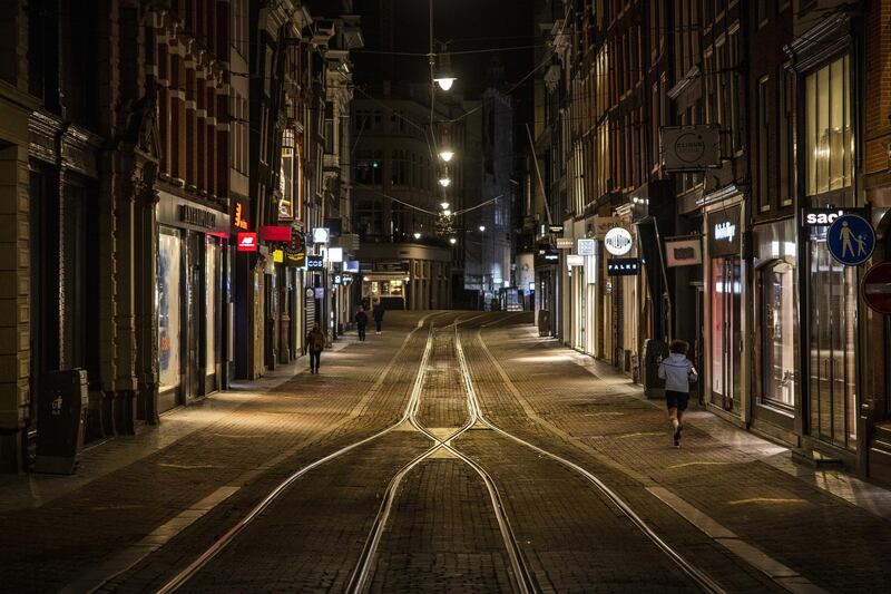 The Leidsestraat is seen almost empty in the centre of Amsterdam, The Netherlands. EPA