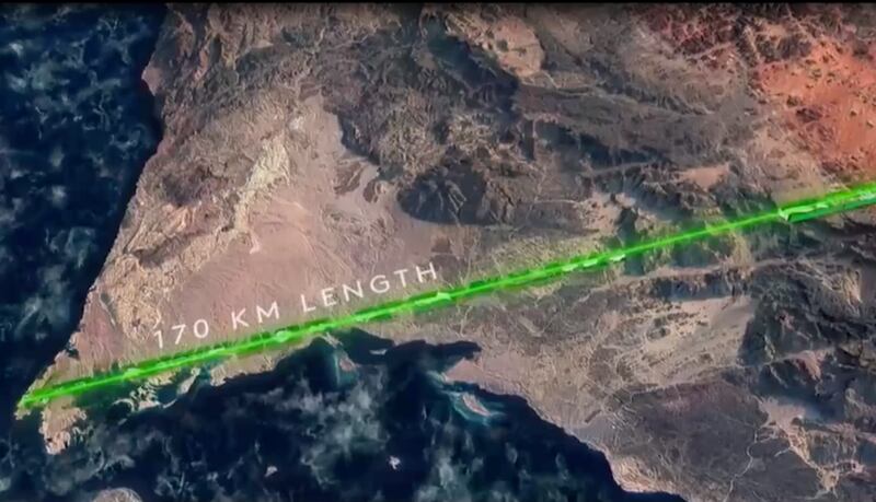 The Line is a 170km belt of hyper-connected future communities, without cars and roads, in Saudi's Arabia's new city of Neom. Photo: Neom