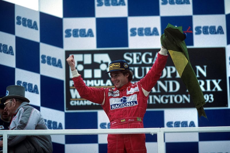 Ayrton Senna, Grand Prix of Europe, Donington Park, 11 April 1993. (Photo by Paul-Henri Cahier/Getty Images)