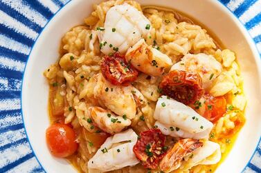 The seafood orzo showed just how simple it is to elevate a dish with sun-ripened tomatoes. Courtesy Ammos.