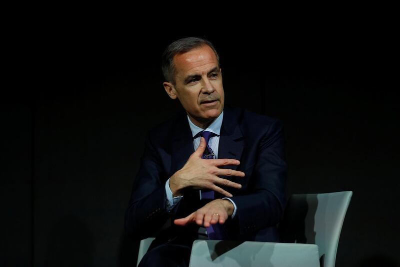 The Governor of the Bank of England, Mark Carney, speaks to the Scottish Economics Forum, via a live feed, in central London, Britain March 2, 2018. REUTERS/Peter Nicholls