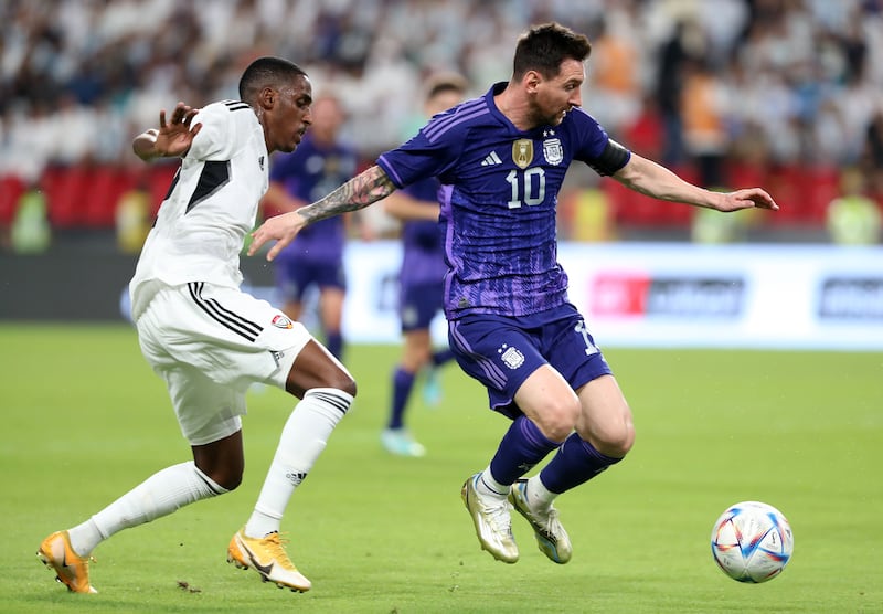 Messi of Argentina and the UAE's Khalifa Al Hammadi