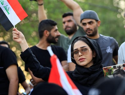 Iraqi protesters gather during an anti-government protest in Baghdad in September 2022. Reuters
