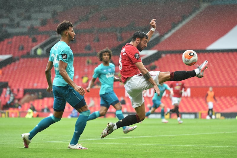 Bruno Fernandes of Manchester United controls the ball. Getty Images