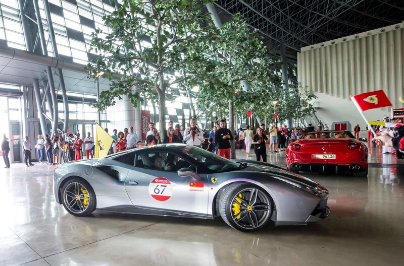 ABU DHABI, UNITED ARAB EMIRATES - First time in the Middle East, the Ferrari Cavalcade where 100 Ferraris driving around Ferrari World.  Leslie Pableo for the National
