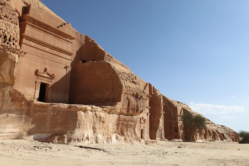 The ruins of Qasr Al-Bint stands at the ancient rock heritage site at Al Ula, Saudi Arabia. Saudi Arabia's Crown Prince Mohammed Bin Salman officially launched his vision of the mega tourism project at the ancient site of Al Ula. Bloomberg