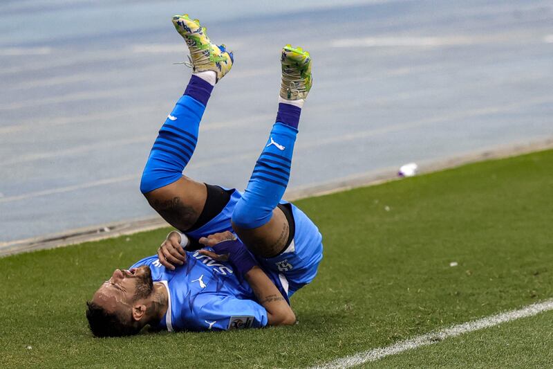 Al Hilal's Neymar reacts after being fouled. AFP