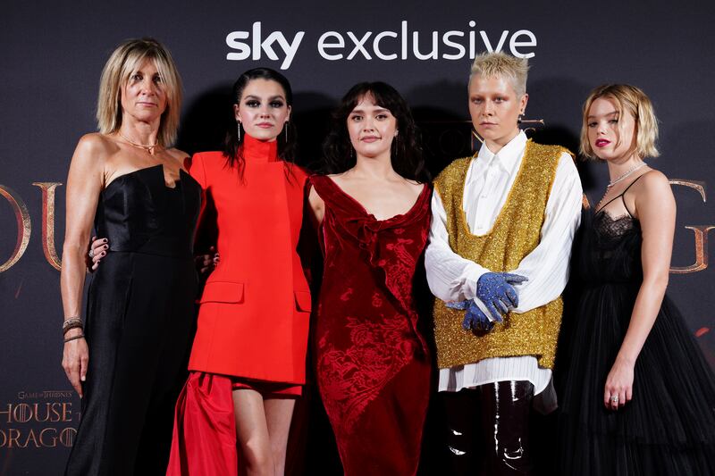 From left, Eve Best, Emily Carey, Olivia Cooke, Emma D'Arcy and Milly Alcock. Invision / AP