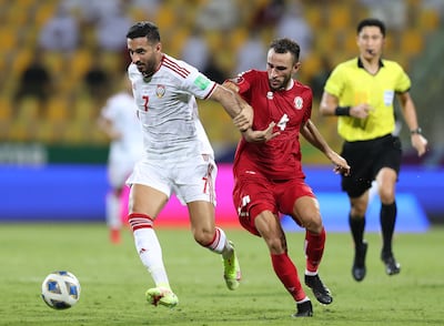 Ali Mabkhout had several chances to break the deadlock for the UAE. Chris Whiteoak / The National
