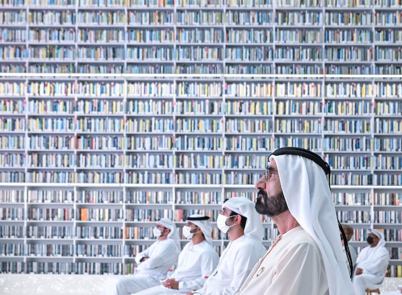 Sheikh Mohammed bin Rashid, Prime Minister and Ruler of Dubai, has inaugurated a bookstand-shaped library that cost Dh1 billion to build. Photo: HHShkMohd via Twitter