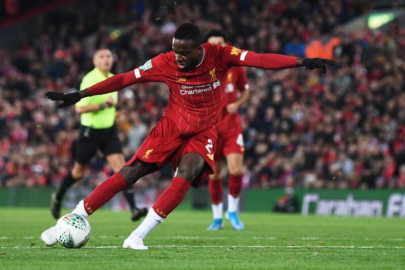 Liverpool's Divock Origi  scores his team's fourth goal. Getty