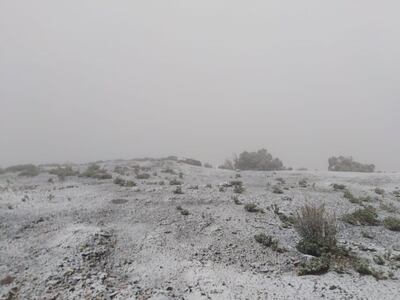 The sub-zero temperature on Jebel Akhdar came a month earlier than usual. Photo: Saleh Al-Shaibany for The National