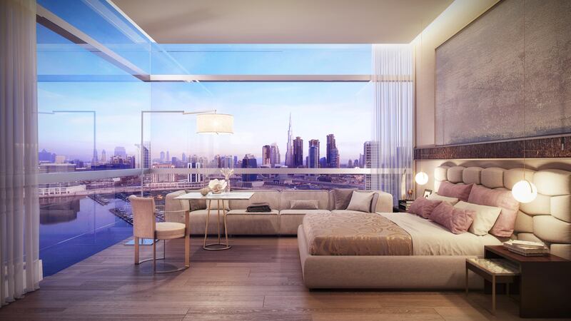 A one-bedroom unit with a fine view. Courtesy Omniyat
