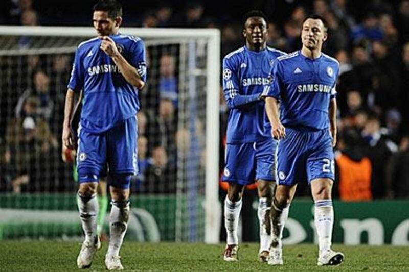Chelsea's players leave the pitch after losing 1-0 to Inter Milan on Tuesday night.