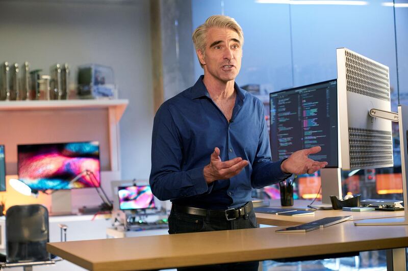 Craig Federighi, Apple's senior vice president of software engineering, speaks during the keynote address at the 2020 Apple Worldwide Developers Conference (WWDC) at Apple Park in Cupertino, California. REUTERS