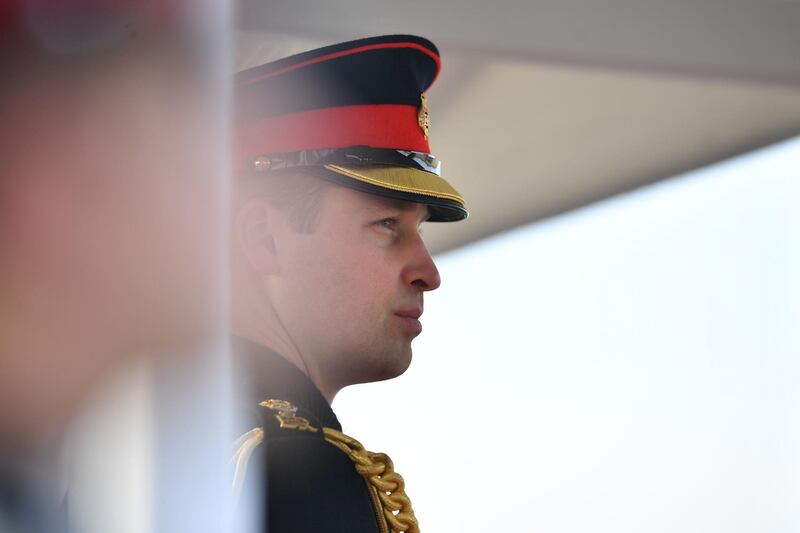 The prince, second in line to the British throne, observed graduating officer cadets who have completed the Commissioning Course.  AFP