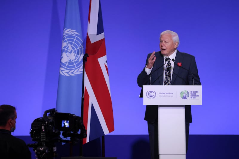 Sir David Attenborough delivers a speech during the opening ceremony. Reuters