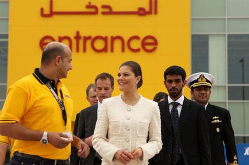 January 18, 2011 / Abu Dhabi / (Rich-Joseph Facun / The National) Princess Victoria, Crown Princess of Sweden, (CQ), visits the sit of the IKEA on Yas Island, Tuesday, January 18, 2011 in Abu Dhabi. IKEA plans to launch the grand opening in March.