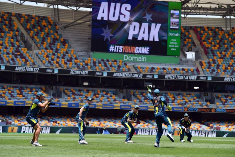 Australia players training at the Gabba. AFP