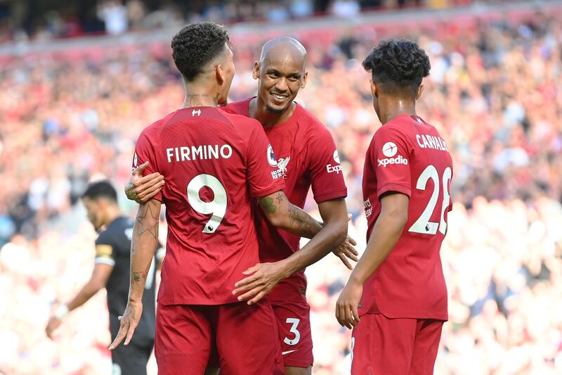 Fabinho - 7. The Brazilian was close to his best, albeit against inferior opposition. He set the game’s tempo and won the ball at will in midfield. Getty