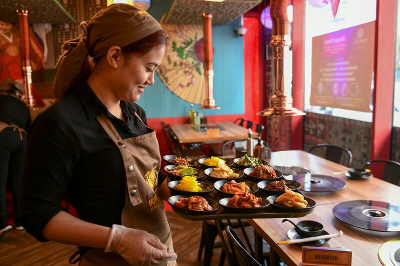 Korean side dishes at Mukbang Shows Restaurant