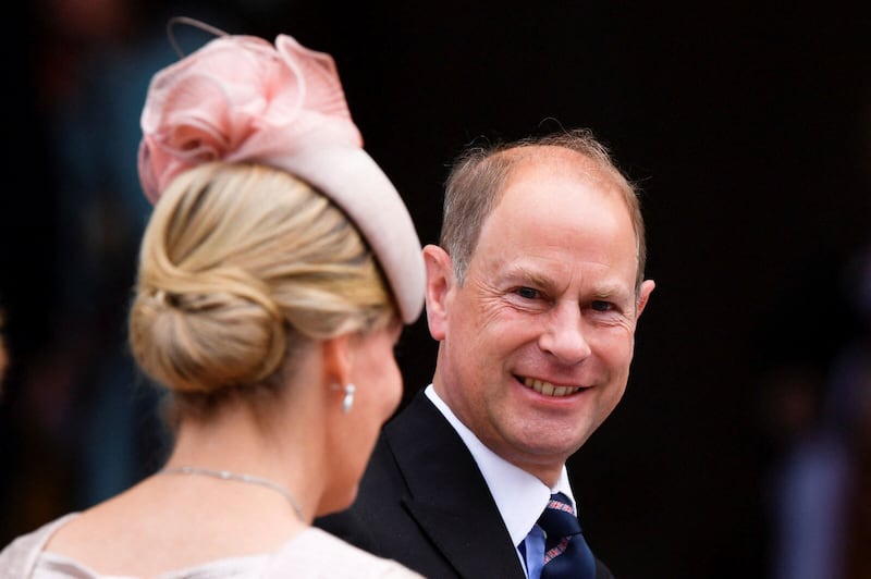 The Earl and Countess of Wessex arrive for the service of thanksgiving. AP Photo