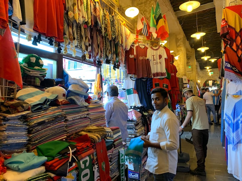 Traders at Souq Waqif have embraced World Cup fever. All photos: Ali Al Shouk / The National