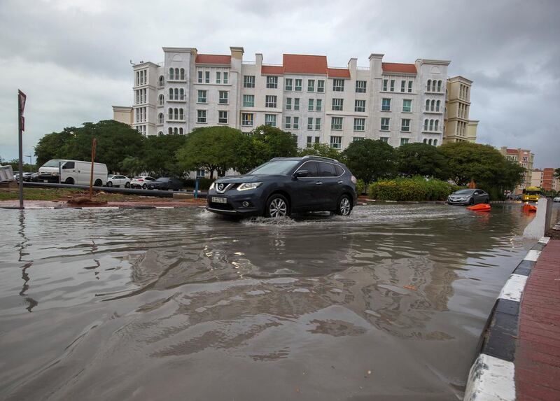 DUBAI, UNITED ARAB EMIRATES - Flooding because of rain in Discovery, Dubai.  Leslie Pableo for The National