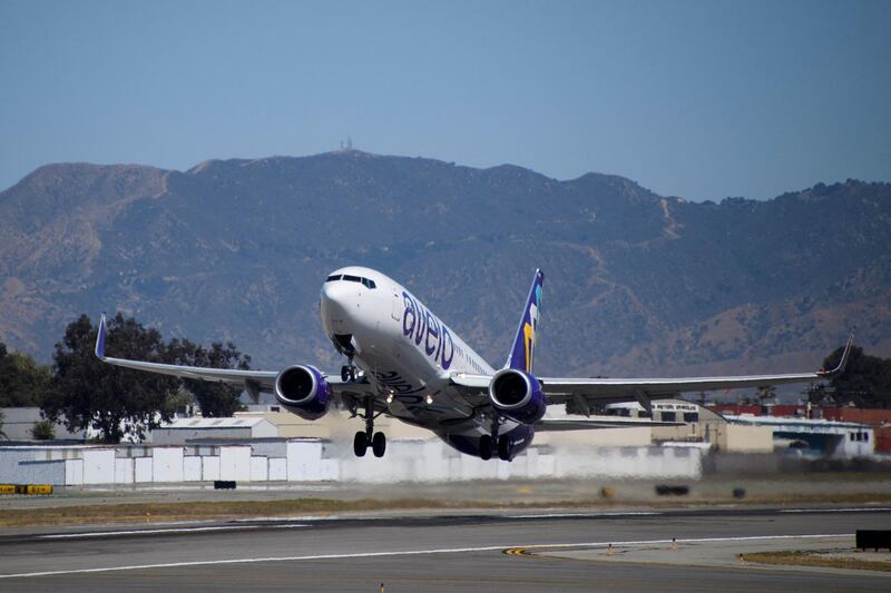 The inaugural flight of Avelo Airlines takes off from Hollywood Burbank Airport (BUR) to Charles M. Schulz-Sonoma County Airport in Santa Rosa (STS) on April 28, 2021. AFP