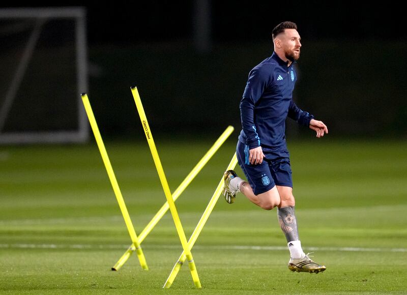 Argentina's Lionel Messi during training. PA