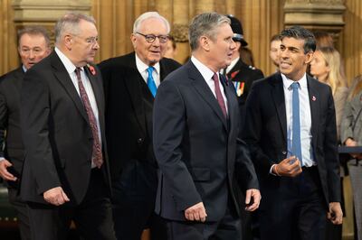 UK Prime Minister Rishi Sunak with Labour party leader Keir Starmer in the House of Lords, London, earlier this month. Getty
