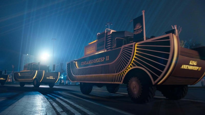 Pharaoh's car designed by Mohamed Attia, the production designer behind Egypt’s Pharaohs Golden Parade. Courtesy Mohamed Attia