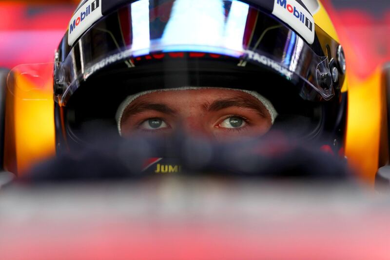 ABU DHABI, UNITED ARAB EMIRATES - NOVEMBER 24:  Max Verstappen of Netherlands and Red Bull Racing prepares to drive in the garage during practice for the Abu Dhabi Formula One Grand Prix at Yas Marina Circuit on November 24, 2017 in Abu Dhabi, United Arab Emirates.  (Photo by Dan Istitene/Getty Images)