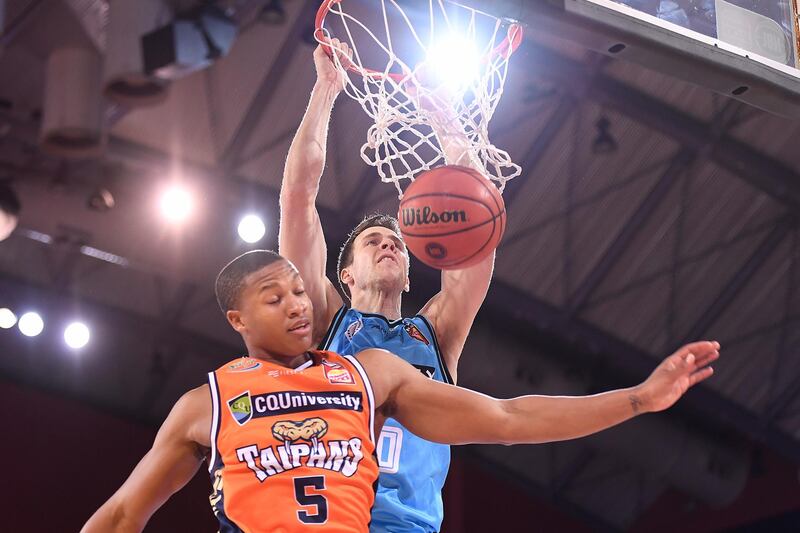 Tom Abercrombie of the Breakers goes to the basket during the round nine NBL match between the Cairns Taipans and the New Zealand Breakers in Cairns, Australia. Getty Images