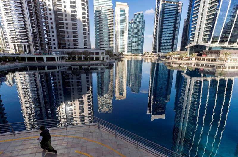 Dubai, United Arab Emirates - Reporter: Sarwat Nasir. News. Standalone. The sun sets over JLT. Monday, February 1st, 2021. Dubai. Chris Whiteoak / The National