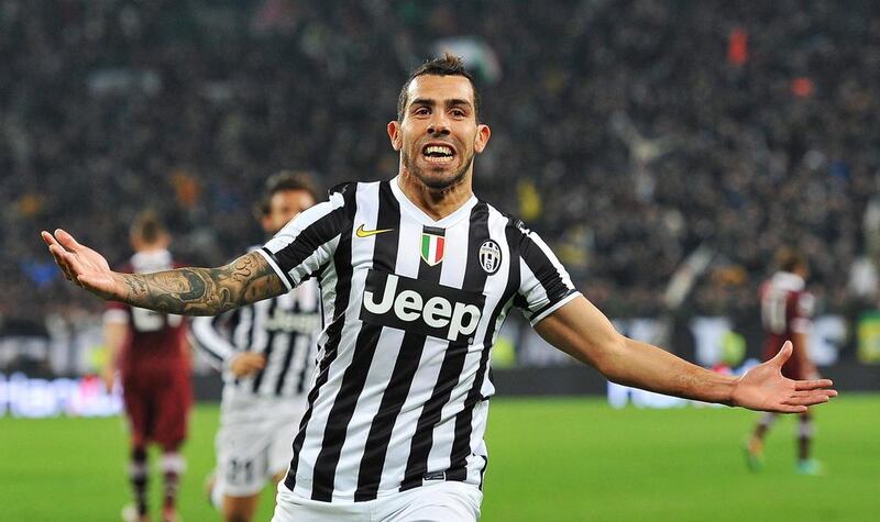 Carlos Tevez scored 19 goals and assisted on seven for Juventus in 33 Serie A matches this season. Di Marco / EPA