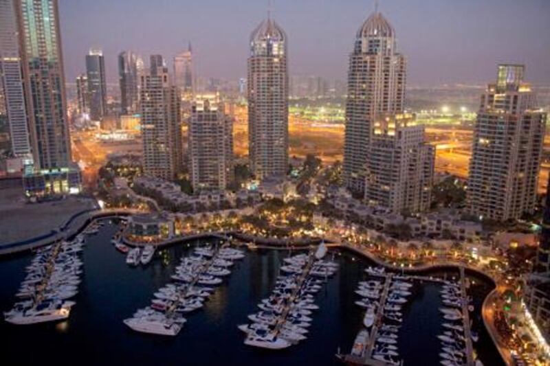 Dubai, December 22, 2010 - The view from the 30th floor balcony of an apartment in the Marina Towers in Dubai Marina in Dubai, December 22, 2010. (Jeff Topping/The National