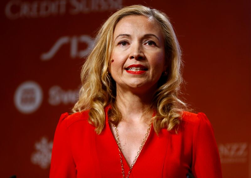 Susanne Chishti, CEO and founder of FINTECH Circle, makes a speech during the Swiss International Finance Forum in Bern, Switzerland June 20, 2017. REUTERS/Arnd Wiegmann