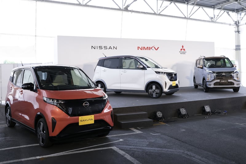eK X electric vehicle on display during an off-line ceremony at the Mitsubishi Motors Mizushima plant in Kurashiki, Okayama Prefecture, Japan. Kei is short for keijidosha, meaning light automobile. Bloomberg