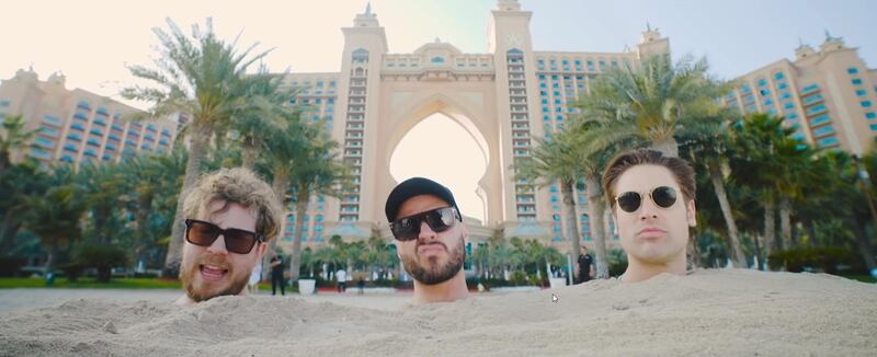James Bourne, Matt Willis and Charlie Simpson filmed their latest video in Dubai. YouTube / Busted
