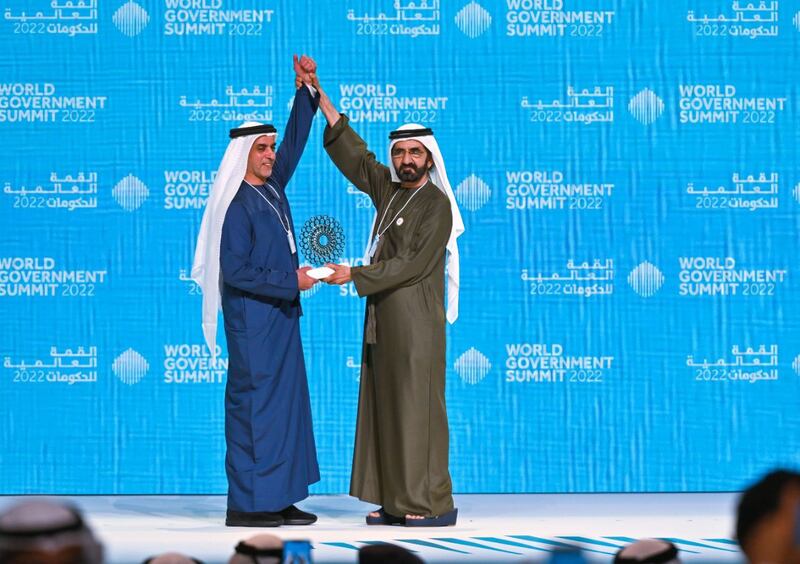 Sheikh Mohammed bin Rashid, Vice President and Ruler of Dubai, and Sheikh Saif bin Zayed, Deputy Prime Minister and Minister of Interior, during the closing session of the World Government Summit at Expo 2020 Dubai. All photos: Dubai Media Office